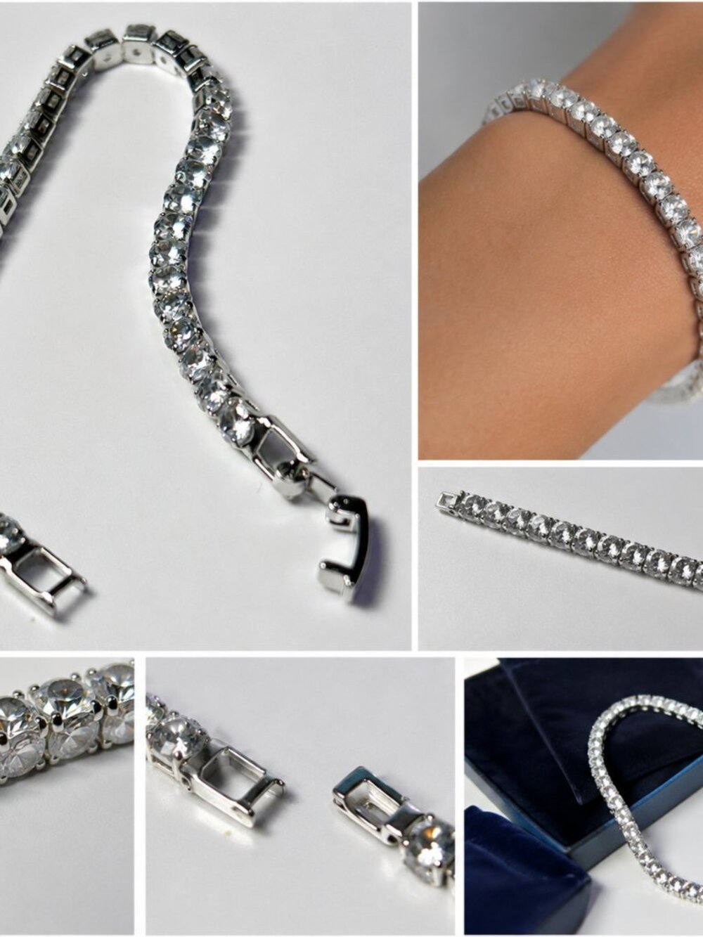 BR-01-SPP-Sparkling Silver Platinum-Plated CZ Tennis Bracelet Glam Wedding Style